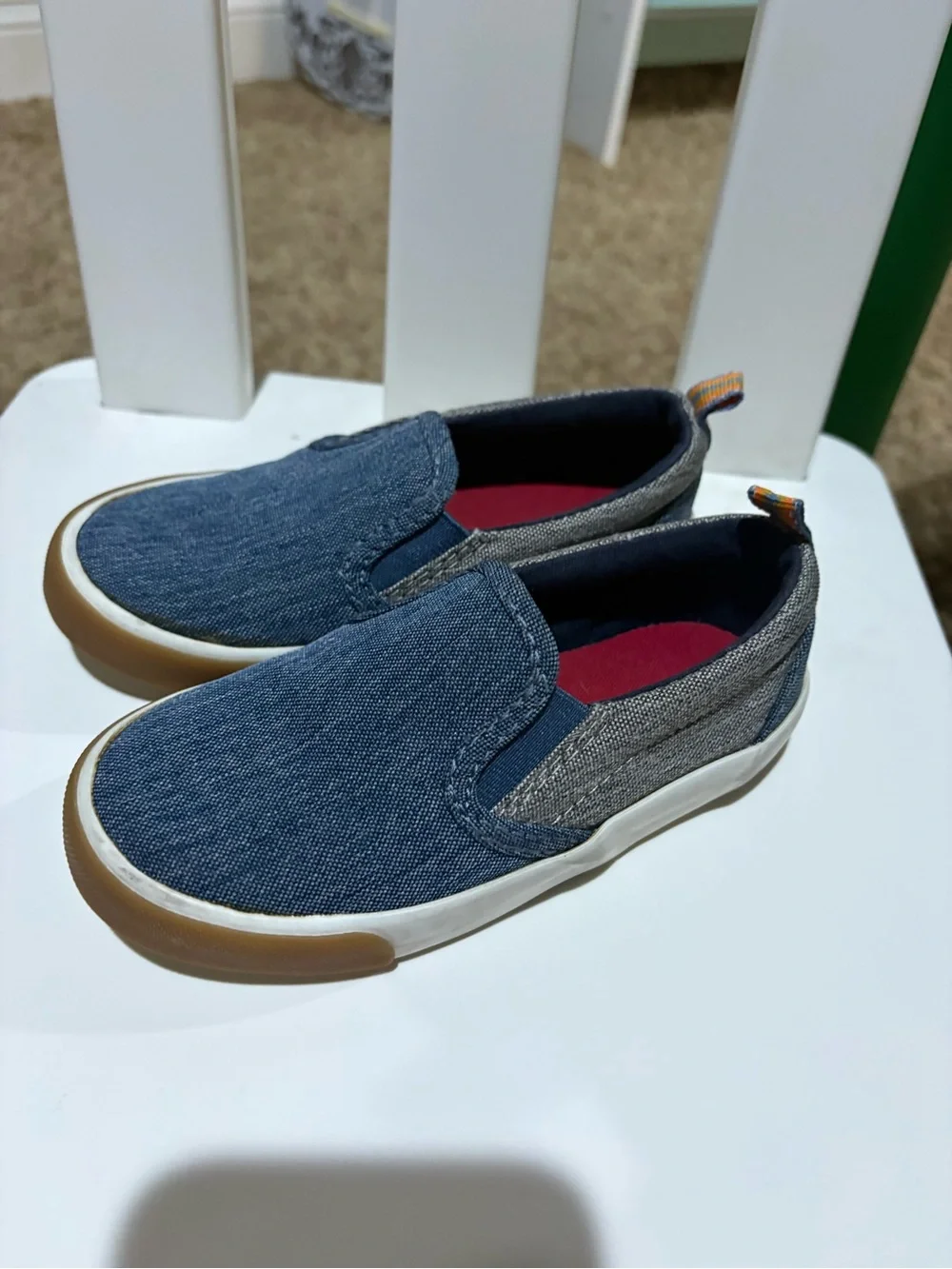 Old Navy Boys' Blue Slip-On Sneakers with Red Insole